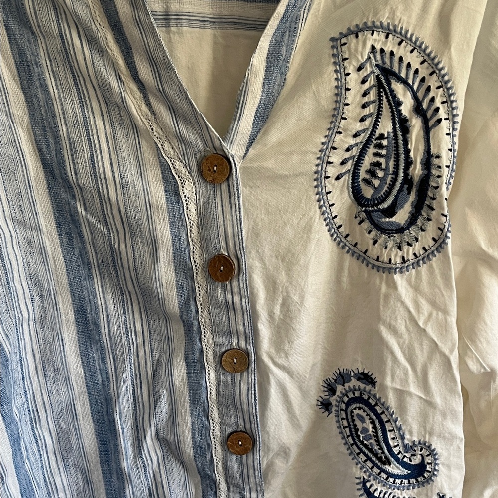 Desigual Striped Top in Blue and White - Picture 3 of 6